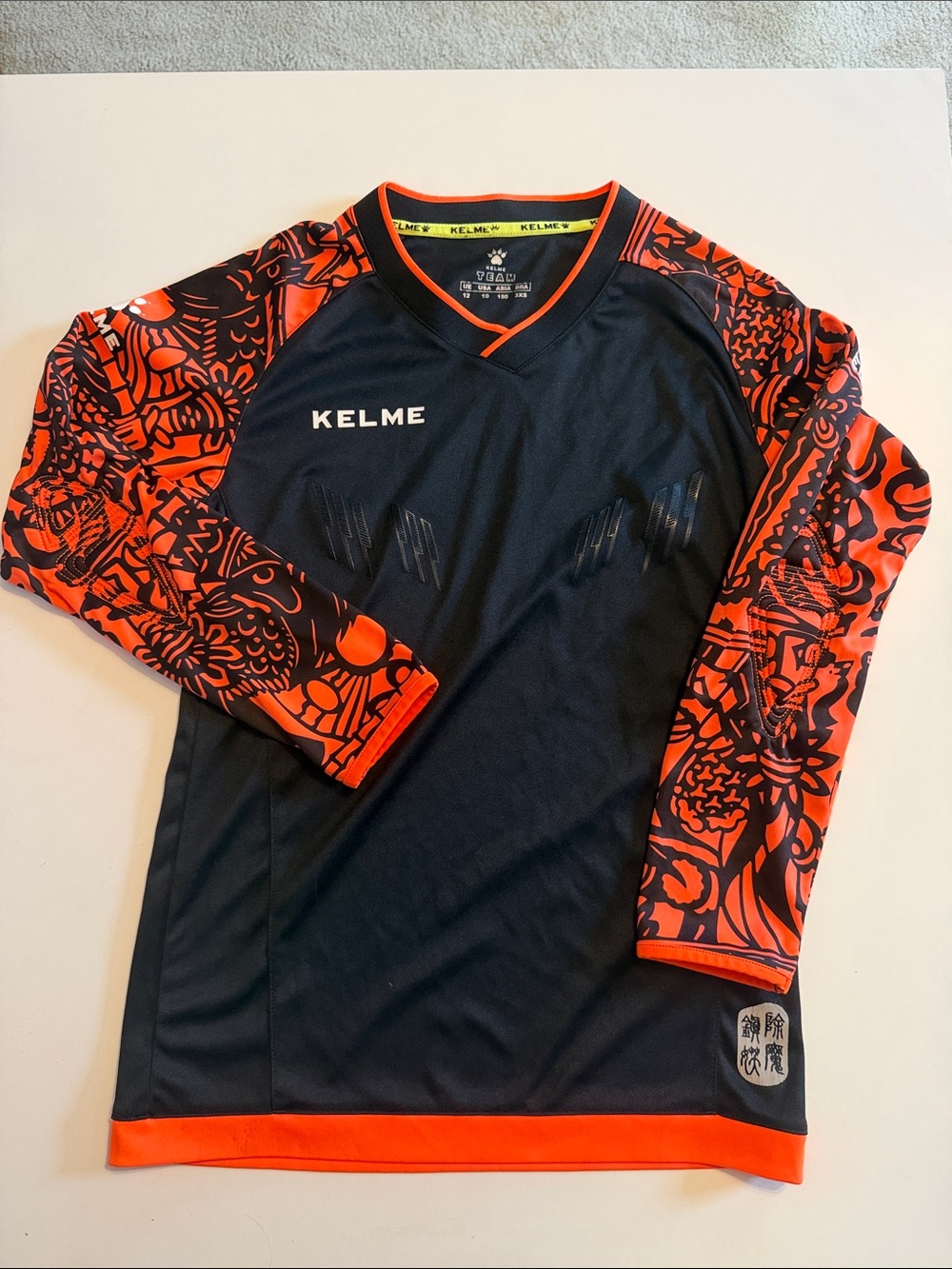 KELME Kids' Black & Orange Long-Sleeve Goalkeeper Jersey